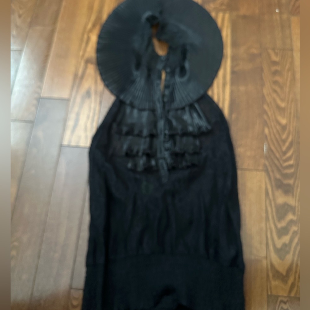 bebe Black Ruffled Halter Top - Picture 1 of 4